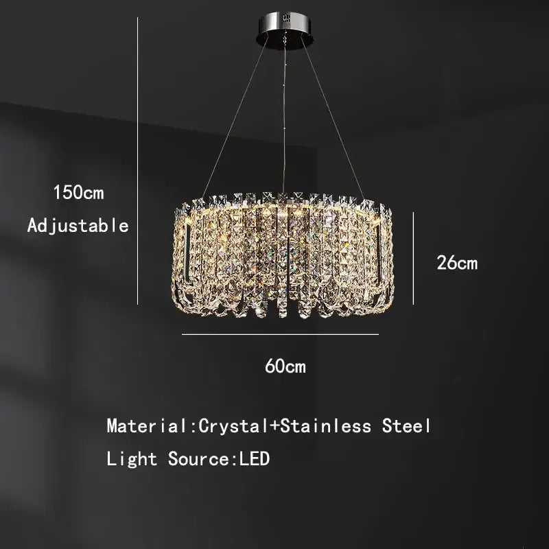 GobekUsa Crystal Pendant Ceiling Lamp LED Luxury Hanging Light, photo 10 of 13