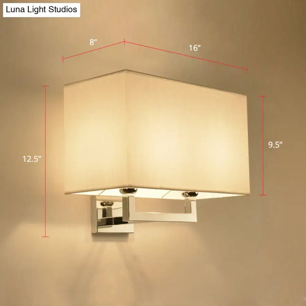 GobekUsa Modern Chrome 2-Light Rectangular Fabric Wall Lamp, photo 3 of 4