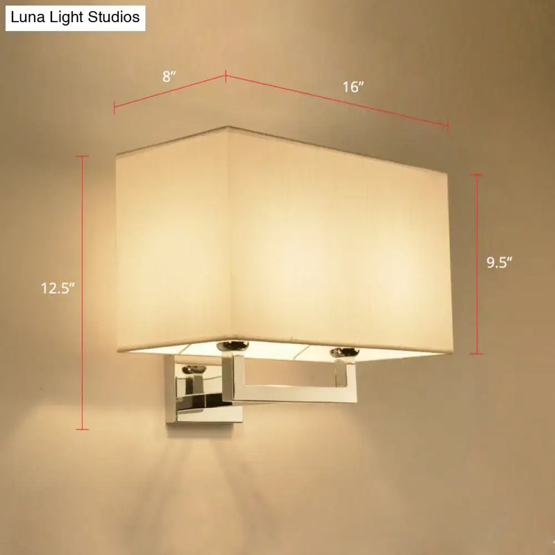 GobekUsa Modern Chrome 2-Light Rectangular Fabric Wall Lamp, photo 3 of 4