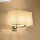 GobekUsa Modern Chrome 2-Light Rectangular Fabric Wall Lamp