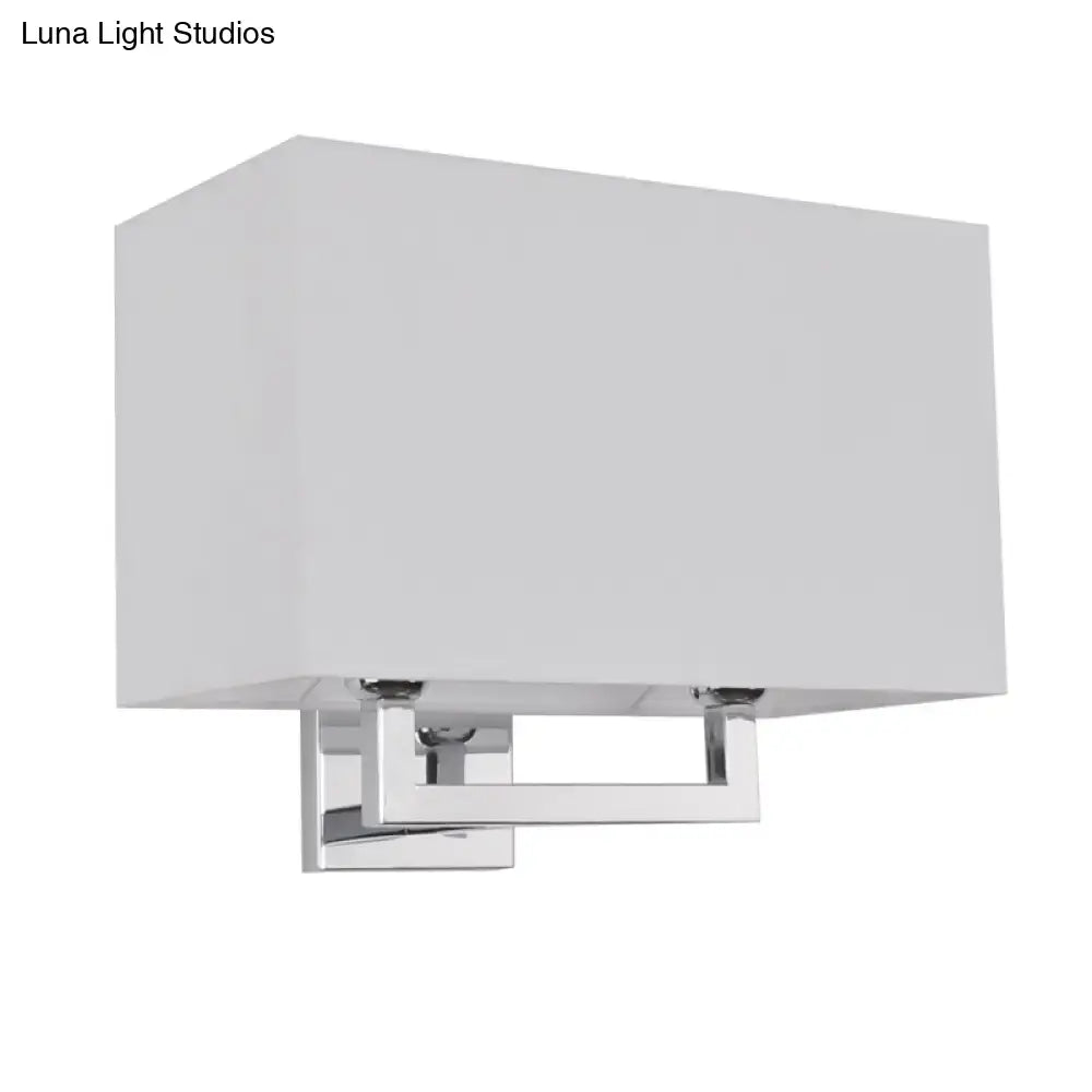 GobekUsa Modern Chrome 2-Light Rectangular Fabric Wall Lamp, photo 4 of 4