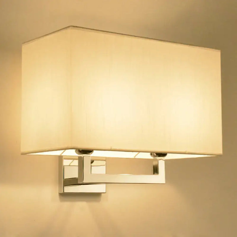GobekUsa Modern Chrome 2-Light Rectangular Fabric Wall Lamp