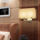 GobekUsa Modern Chrome 2-Light Rectangular Fabric Wall Lamp