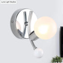 GobekUsa Modern Chrome Sconce with Globe White Glass for LED Living Room Wall Lighting