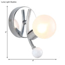 GobekUsa Modern Chrome Sconce with Globe White Glass for LED Living Room Wall Lighting