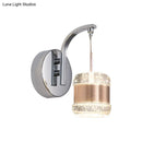 GobekUsa Contemporary LED Crystal Wall Lamp - Chrome Cylinder Bedroom Light Fixture