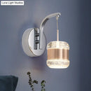 GobekUsa Contemporary LED Crystal Wall Lamp - Chrome Cylinder Bedroom Light Fixture