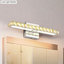 GobekUsa Modern Crystal Vanity Light: Silver/Champagne Linear Wall Sconce with 1 Light in Warm/White for Bathroom