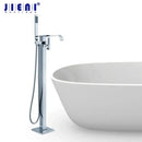 GobekUsa Brass Single Handle Bathtub Shower Set Floor Mounted Mixer Brushed Nickel