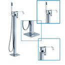 GobekUsa Brass Single Handle Bathtub Shower Set Floor Mounted Mixer Brushed Nickel