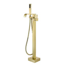 GobekUsa Brass Single Handle Bathtub Shower Set Floor Mounted Mixer Brushed Nickel