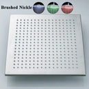 GobekUsa 16" Chrome Brass LED Rain Shower Head; Ultra Thin Square Design, Color Changing