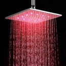 GobekUsa 16" Chrome Brass LED Rain Shower Head; Ultra Thin Square Design, Color Changing