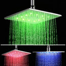 GobekUsa 16" Chrome Brass LED Rain Shower Head; Ultra Thin Square Design, Color Changing