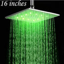 GobekUsa 16" Chrome Brass LED Rain Shower Head; Ultra Thin Square Design, Color Changing