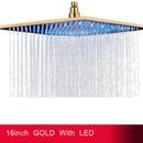 GobekUsa 16" Square LED Light Rainfall Shower Head - Color Changing Brass Showerhead