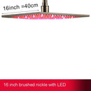 GobekUsa 16" Square LED Light Rainfall Shower Head - Color Changing Brass Showerhead