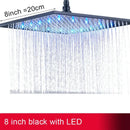GobekUsa 16" Square LED Light Rainfall Shower Head - Color Changing Brass Showerhead