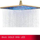 GobekUsa 16" Square LED Light Rainfall Shower Head - Color Changing Brass Showerhead