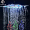 GobekUsa 16" Square LED Light Rainfall Shower Head - Color Changing Brass Showerhead