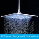 GobekUsa 16" Square LED Light Rainfall Shower Head - Color Changing Brass Showerhead
