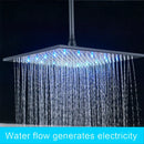 GobekUsa 16" Square LED Light Rainfall Shower Head - Color Changing Brass Showerhead