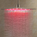 GobekUsa 16" Square LED Light Rainfall Shower Head - Color Changing Brass Showerhead