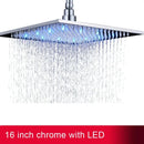 GobekUsa 16" Square LED Light Rainfall Shower Head - Color Changing Brass Showerhead