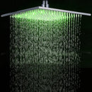 GobekUsa 16" Square LED Light Rainfall Shower Head - Color Changing Brass Showerhead