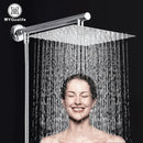 GobekUsa 10" Square Rainfall Shower Head Set with Stainless Steel Hose