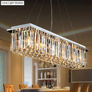 GobekUsa Modern Crystal Pendant Island Lamp with Rectangle Shape, 4/5/6 Lights, Stainless Steel - Ideal for Restaurants