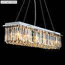 GobekUsa Modern Crystal Pendant Island Lamp with Rectangle Shape, 4/5/6 Lights, Stainless Steel - Ideal for Restaurants