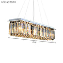 GobekUsa Modern Crystal Pendant Island Lamp with Rectangle Shape, 4/5/6 Lights, Stainless Steel - Ideal for Restaurants