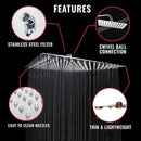 GobekUsa 16" Stainless Steel Ultrathin Rainfall Shower Head Chrome - Large Flow