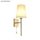 GobekUsa Modern Tapered Wall Sconce with Fabric Shade, Chrome Finish - LED Bedside Lighting