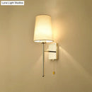 GobekUsa Modern Tapered Wall Sconce with Fabric Shade, Chrome Finish - LED Bedside Lighting