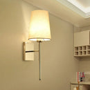 GobekUsa Modern Tapered Wall Sconce with Fabric Shade, Chrome Finish - LED Bedside Lighting