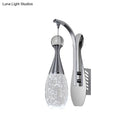 GobekUsa Minimalistic Chrome LED Wall Sconce Light with Seeded Crystal Teardrop - Stylish Wall Lighting Fixture