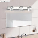 GobekUsa Modern Chrome Vanity Light Fixture with Clear Crystal Accents - 2/3 Bulbs, Warm/White Light