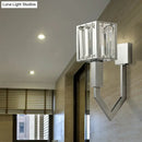 GobekUsa Modern Rectangular Wall Sconce - Chrome Finish with Clear Crystal Accent