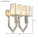GobekUsa Modern Rectangular Wall Sconce - Chrome Finish with Clear Crystal Accent