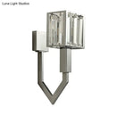GobekUsa Modern Rectangular Wall Sconce - Chrome Finish with Clear Crystal Accent