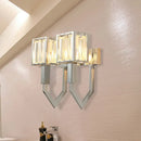 GobekUsa Modern Rectangular Wall Sconce - Chrome Finish with Clear Crystal Accent