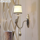 GobekUsa Modern Chrome Wall Lamp with Tapered Fabric Shade - Stylish Living Room Sconce Light