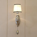 GobekUsa Modern Chrome Wall Lamp with Tapered Fabric Shade - Stylish Living Room Sconce Light