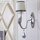 GobekUsa Modern Chrome Wall Lamp with Tapered Fabric Shade - Stylish Living Room Sconce Light