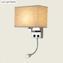 GobekUsa Modern Fabric Rectangle Spotlight Wall Lamp - Nordic Style, 1-Light, Black/Flaxen/Beige, Wall Mounted Fixture