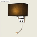 GobekUsa Modern Fabric Rectangle Spotlight Wall Lamp - Nordic Style, 1-Light, Black/Flaxen/Beige, Wall Mounted Fixture