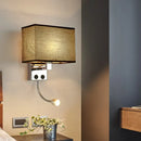 GobekUsa Modern Fabric Rectangle Spotlight Wall Lamp - Nordic Style, 1-Light, Black/Flaxen/Beige, Wall Mounted Fixture