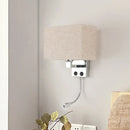 GobekUsa Modern Fabric Rectangle Spotlight Wall Lamp - Nordic Style, 1-Light, Black/Flaxen/Beige, Wall Mounted Fixture